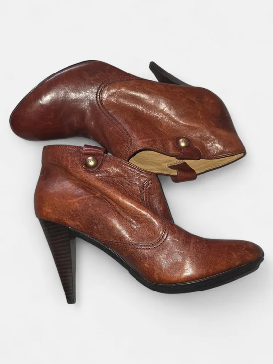 Coach Leather Ankle Booties with Strap Accent - Picture 2 of 4